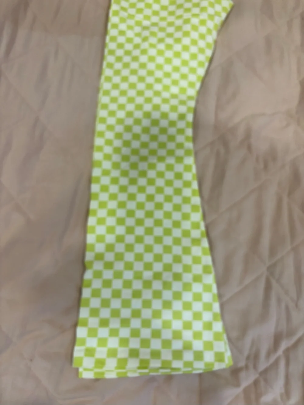 Old Navy Lime Green and White Checkered Flair Leggings